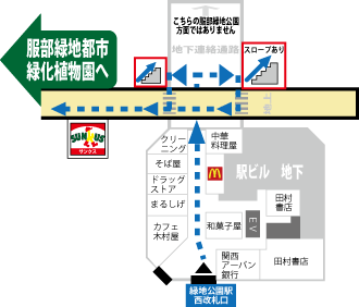 服部緑地都市緑化植物園への導線